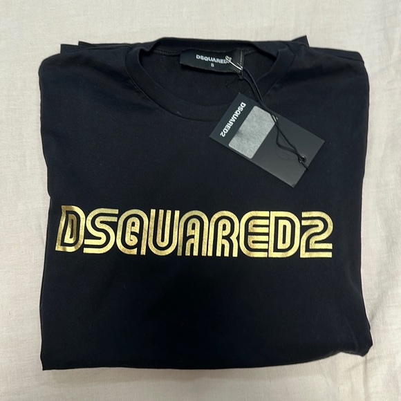 DSQUARED2 Tops - NWT DSQUADED2 T-Shirt - Size S - Black With Gold Letters
